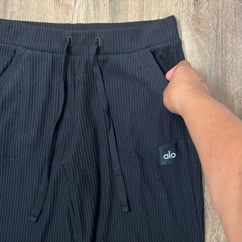 Alo Yoga Muse Sweatpant Black Ribbed Joggers W5784R Womens Small
